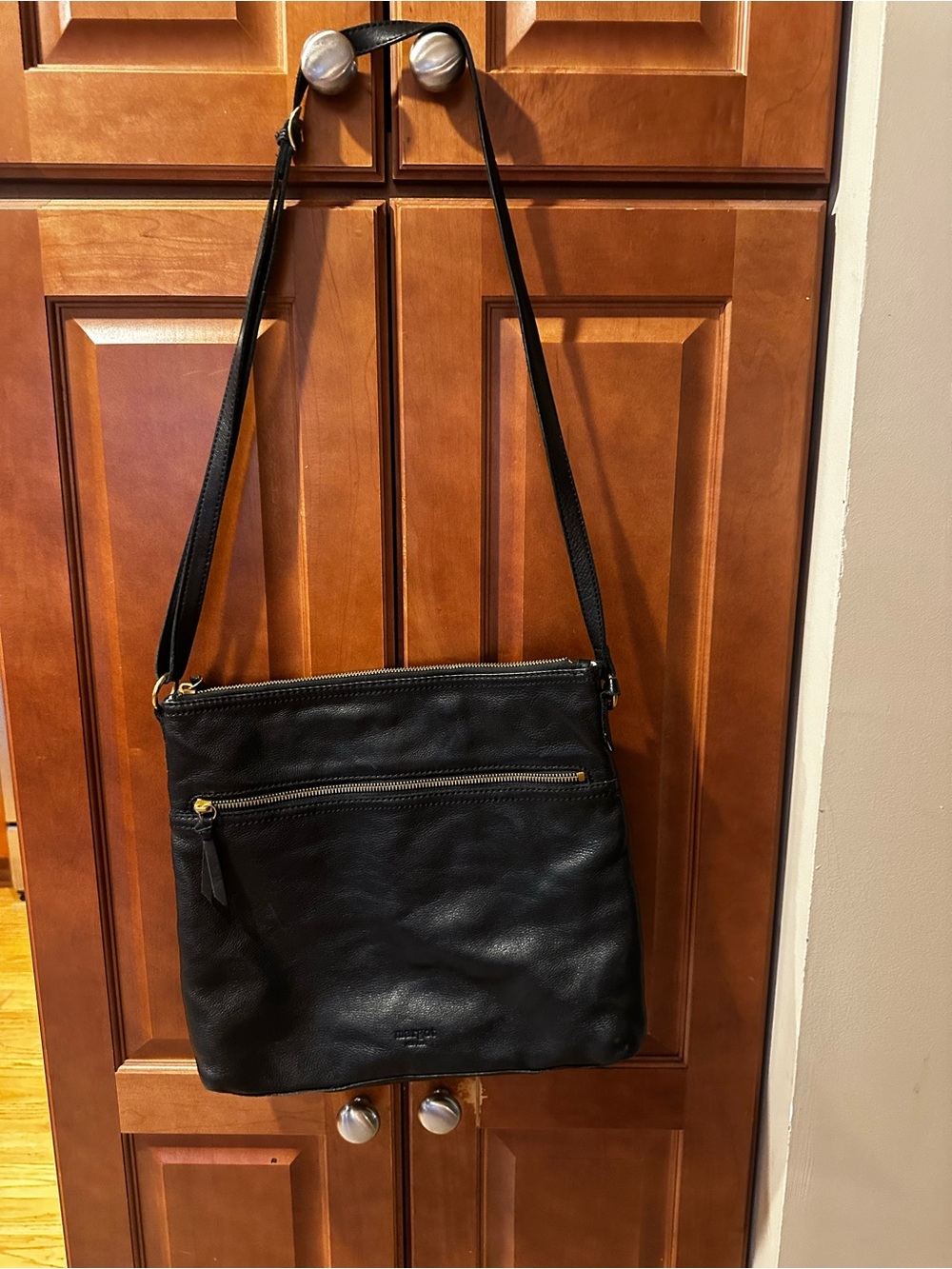 Margot Black Leather Crossbody Bag